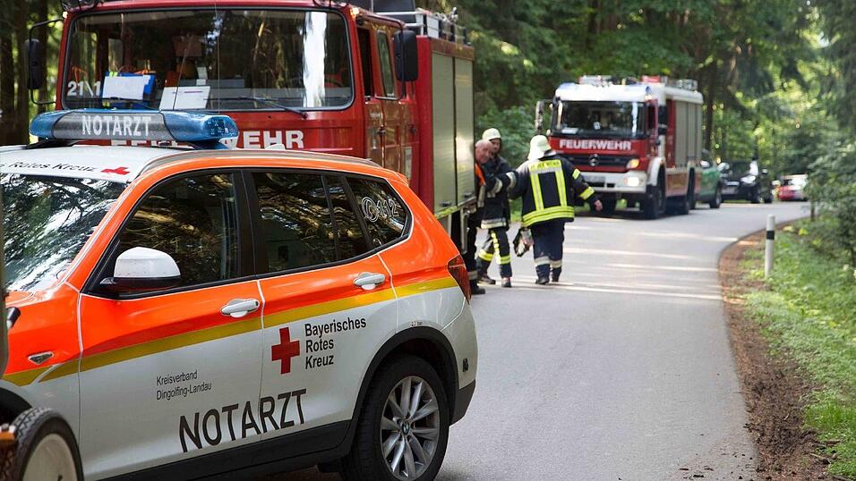 Unfall am Pfingstmontag in einem Waldst&uuml;ck bei Frontenhausen (Kreis Dingolfing-Landau). Dabei wurde ein 75-j&auml;hriger Mann schwer verletzt.