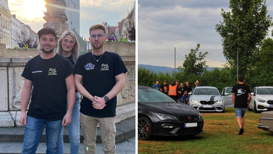 &nbsp;Alexandra Paulus (23), Manuel Aich (23) (links) und Simon Held (23) veranstalten ein Treffen f&uuml;r getunte Fahrzeuge. Beim ersten Treffen von &bdquo;Resi trifft Turbo&ldquo; waren knapp 50 Auto- und Tuningfans mit ihren Fahrzeugen angereist. In Straubing soll es nun mehr Platz und weniger Auflagen geben.&nbsp;