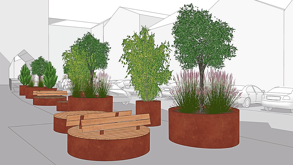 Drei Standorte, ein Konzept: Bänke und mobiles Grün sollen demnächst am Stadtplatz in Vilsbiburg für eine bessere Aufenthaltsqualität sorgen. Auf dieser Grafik ist der Standort beim Heimatmuseum dargestellt. Es handelt sich um den größten der drei Standorte. Drei Standorte, ein Konzept: Bänke und mobiles Grün sollen demnächst am Stadtplatz in Vilsbiburg für eine bessere Aufenthaltsqualität sorgen. Auf dieser Grafik ist der Standort beim Heimatmuseum dargestellt. Es handelt sich um den größten der drei Standorte.