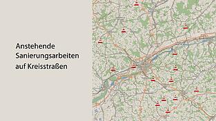 Die 15 anstehenden Baumaßnahmen auf den Kreisstraßen im Überblick.