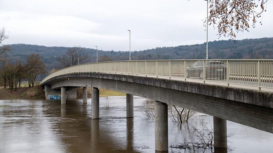 Der Main bei Bamberg f&uuml;hrt Hochwasser.