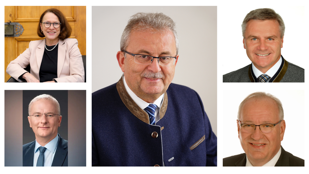 Sie alle haben eines gemeinsam - sie treten bei der Kommunalwahl nicht mehr an: Gertrud Maltz-Schwarzfischer (oben links), Alexander Putz (unten links), Josef Laumer (Mitte), Peter Dreier (oben rechts) und Franz L&ouml;ffler (unten rechts).