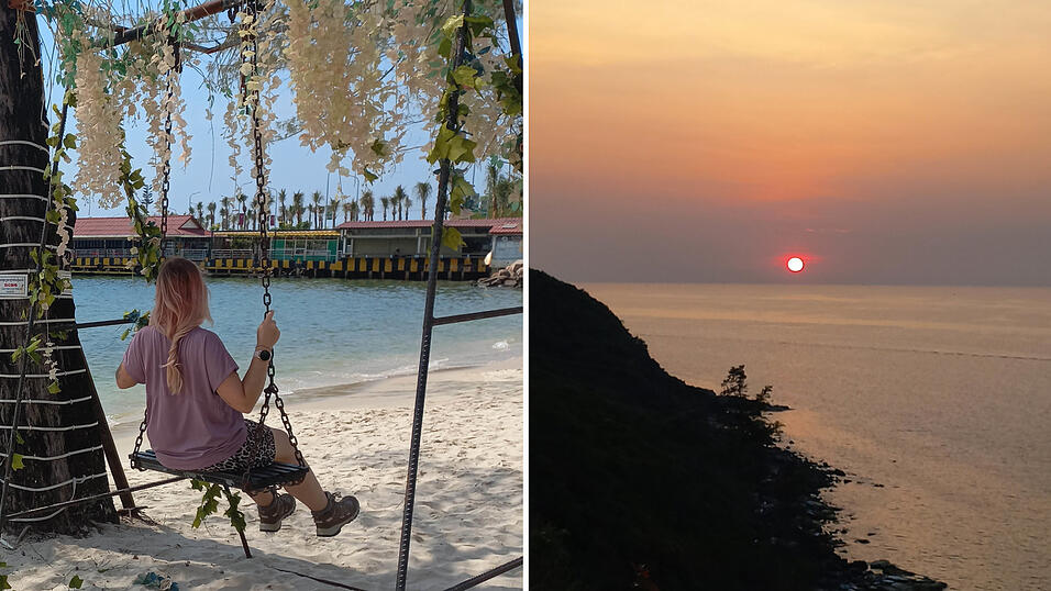 Am Strand schaukeln und wunderschöne Sonnenuntergänge im Blick: Das erlebte Kati Auerswald in Kambodscha. Am Strand schaukeln und wunderschöne Sonnenuntergänge im Blick: Das erlebte Kati Auerswald in Kambodscha.