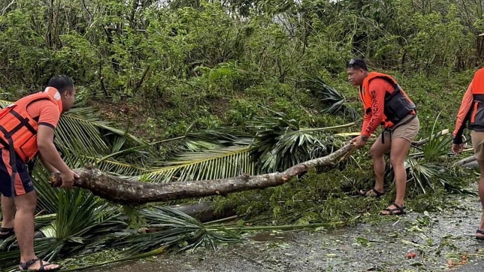 «Fung-Wong» sorgte bereits vor seiner Ankunft für umgestürzte Bäume und erste Tote. «Fung-Wong» sorgte bereits vor seiner Ankunft für umgestürzte Bäume und erste Tote.