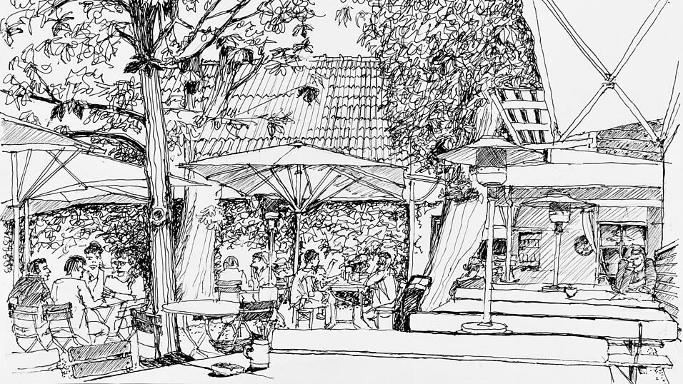 Biergartenszene beim Hofreiter - eingefangen von Helmut Wartner.