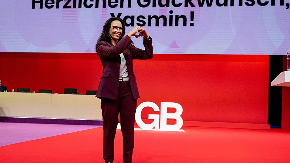 DGB-Chefin Fahimi wurde mit klarer Mehrheit best&auml;tigt.