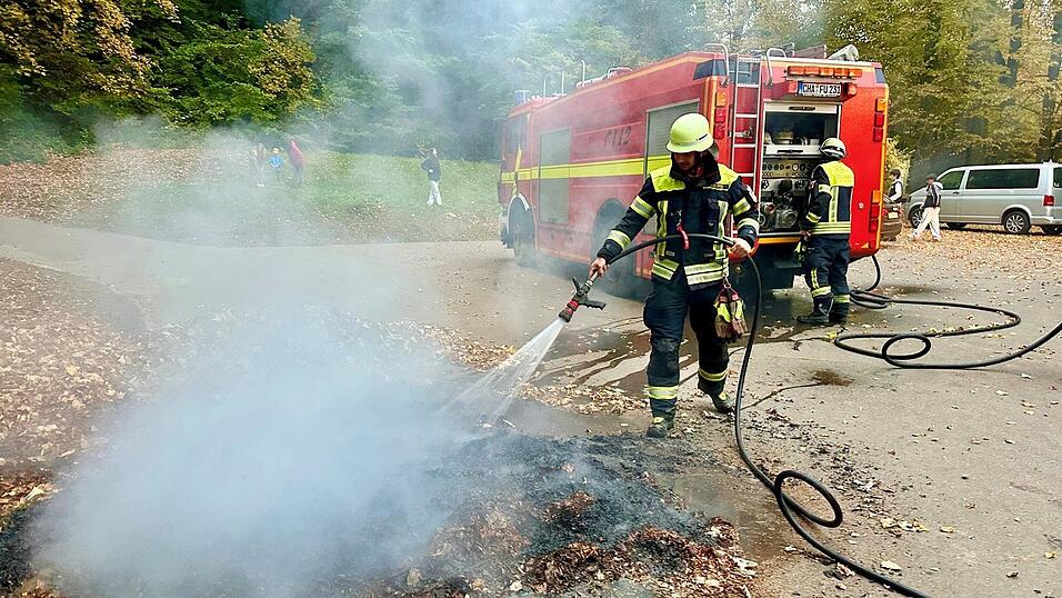 Die Feuerwehr hatte den Laubhaufen schnell gelöscht.