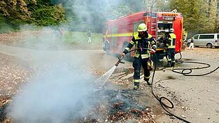 Die Feuerwehr hatte den Laubhaufen schnell gelöscht.