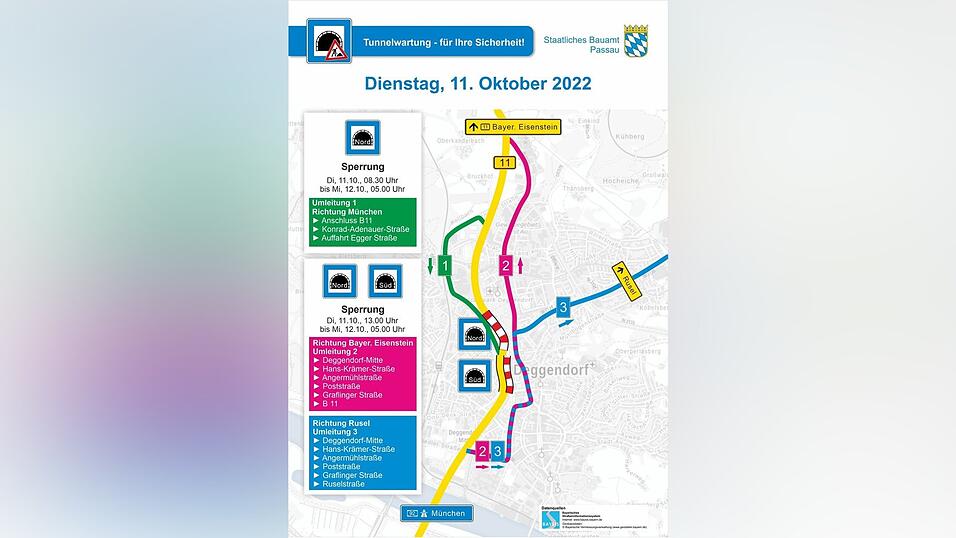 Der Verlauf der Umleitungsrouten am Dienstag.