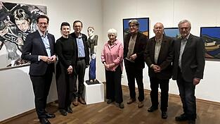 MdL Dr. Stefan Ebner, Barbara Muhr, B&uuml;rgermeister Franz Wittmann, Elisabeth Ettl, Herbert Muckenschnabl, Otto Wagner, Hubert Ettl (v.l.) bei der Ausstellungser&ouml;ffnung.