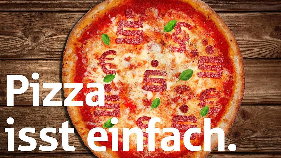 So sieht sie aus, die Pizza Draghi. Es gibt sie heute ab 10 Uhr in der Sparkasse am Theresienplatz in Straubing - solange der Vorrat reicht. So sieht sie aus, die Pizza Draghi. Es gibt sie heute ab 10 Uhr in der Sparkasse am Theresienplatz in Straubing - solange der Vorrat reicht.