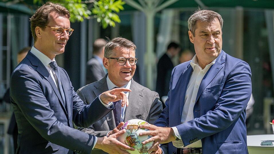 Hendrik Wüst, Boris Rhein und Markus Söder: Diese drei Ministerpräsidenten werden für die Nachfolge von Merz gehandelt. (Archivbild) Hendrik Wüst, Boris Rhein und Markus Söder: Diese drei Ministerpräsidenten werden für die Nachfolge von Merz gehandelt. (Archivbild)