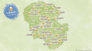 Volksfeste im Landkreis Landshut: die Termine im &Uuml;berblick. (Die Karte erhebt keinen Anspruch auf Vollst&auml;ndigkeit).