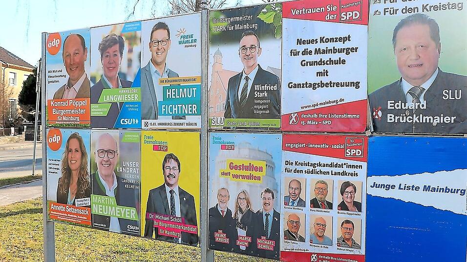 Auf den zahlreichen großen Plakattafeln im Mainburger Stadtgebiet prangen seit Wochen die Konterfeis der Bewerberinnen und Bewerber für das Bürgermeisteramt und den Stadtrat bzw. Landrat und den Kreistag. Auf den zahlreichen großen Plakattafeln im Mainburger Stadtgebiet prangen seit Wochen die Konterfeis der Bewerberinnen und Bewerber für das Bürgermeisteramt und den Stadtrat bzw. Landrat und den Kreistag.