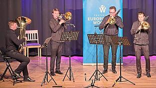 Brillanten Blechbl&auml;serklang boten Balint Keresztesi (v. l.), Balazs Szakson, Gergely Janak und Attila Sztan.