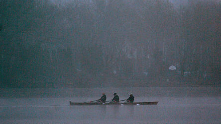 Anders als bei den drei Ruderern im Bild, hatten Herbert Rippaus und seine zwei Deggendorfer Vereinskameraden schönstes Herbstwetter, als sie vorletztes Wochenende durch die Heckwelle eines entgegenkommenden Güterschiffs bei Metten zum Kentern gebracht wurden. (Symbolbild)