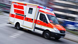 Sanitäter bringen den Lastwagen- und den Autofahrer in ein Krankenhaus. (Symbolbild)