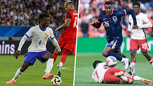 Links hui, rechts pfui: Das Hingucker-Shirt der Franzosen und der Trikot-Unfall der Niederlande.