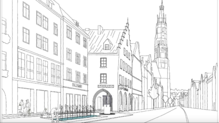 So sehen die Planungen f&uuml;r die Wasserfont&auml;ne vor dem Rathaus eigentlich aus. Ob sie kommen werden, ist momentan noch unklar.