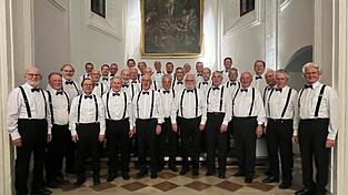 Der Europachor unter Leitung von Heinrich Wannisch (F&uuml;nfter von rechts, erste Reihe) setzt sich aus S&auml;ngern verschiedener M&auml;nnerch&ouml;re aus Stadt und Landkreis Landshut zusammen.