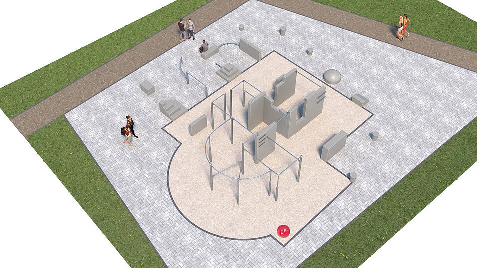 Die Visualisierung der Parkouranlage f&uuml;r den Platz.