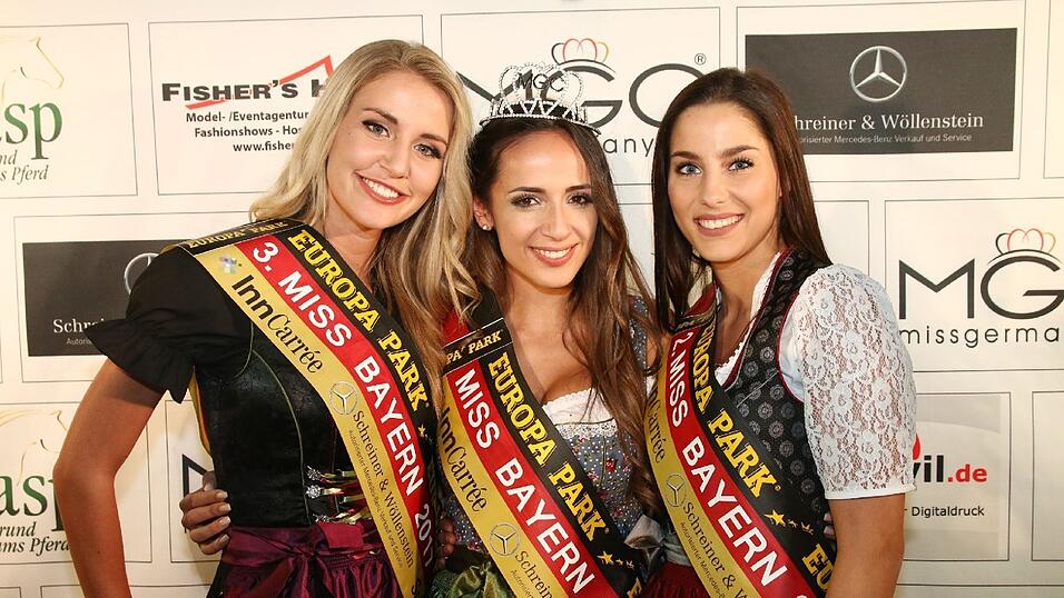 Die drei Erstplatzierten der Miss Bayern-Wahl 2017: Julia Prokopy (li./3. Platz), Jennifer Rottmeier (Mi./1. Platz) und Jasmin Ponkratz (re./2. Platz)
