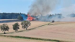 Nicht nur eine Wiese, auch ein Holzstapel und B&auml;ume fingen bei Weng Feuer.