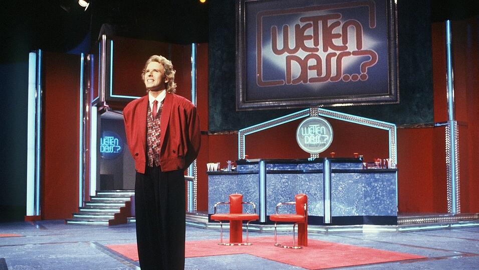Thomas Gottschalk 1987 bei seiner ersten Sendung als «Wetten, dass..?»-Moderator. Thomas Gottschalk 1987 bei seiner ersten Sendung als «Wetten, dass..?»-Moderator.