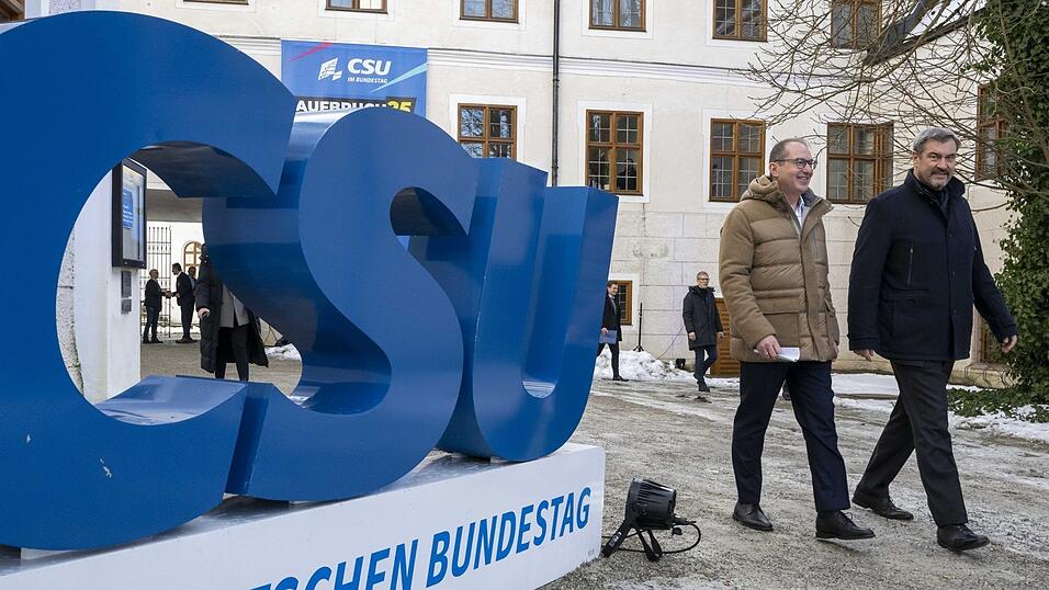 Ministerpräsident und CSU-Parteivorsitzender Markus Söder (r.) und CSU-Landesgruppenchef Alexander Dobrindt fordern einen klaren Politikwechsel nach der kommenden Bundestagswahl.