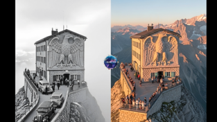 Dieser Screenshot der Facebook-Seite von &bdquo;The Globe Lens&ldquo; soll angeblich das Kehlsteinhaus zeigen.