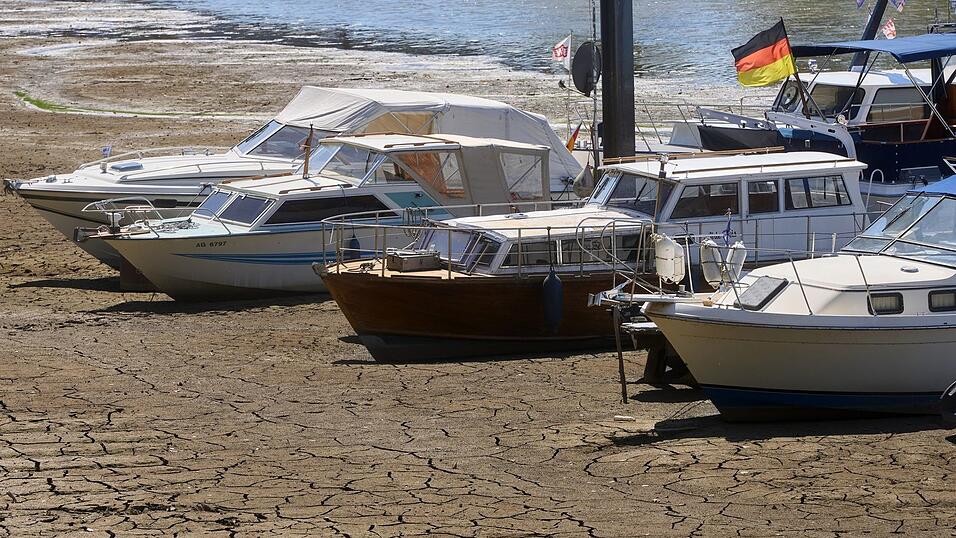 Die Wasserst&auml;nde im Rhein sind wegen der anhaltenden Trockenheit stark gesunken.