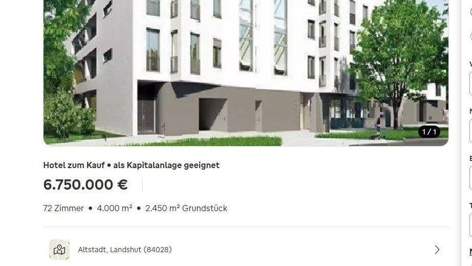 Mit dieser Anzeige werden Investoren f&uuml;r ein Hotel in Landshuts Altstadt gesucht. Branchenkenner und Akteure zweifeln an der Echtheit.