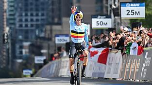 Remco Evenepoel ist im Zeitfahren nicht zu schlagen. Remco Evenepoel ist im Zeitfahren nicht zu schlagen.