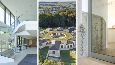 Bei den Architektouren dabei (von links): das Regensburger Zentrum für ultraschnelle Nanoskopie, Neubau des Kinderhauses am Kapellenberg in Ergoldsbach und der Zugang zum neuen Treppenhaus um Westturm des Straubinger Herzogschlosses. 