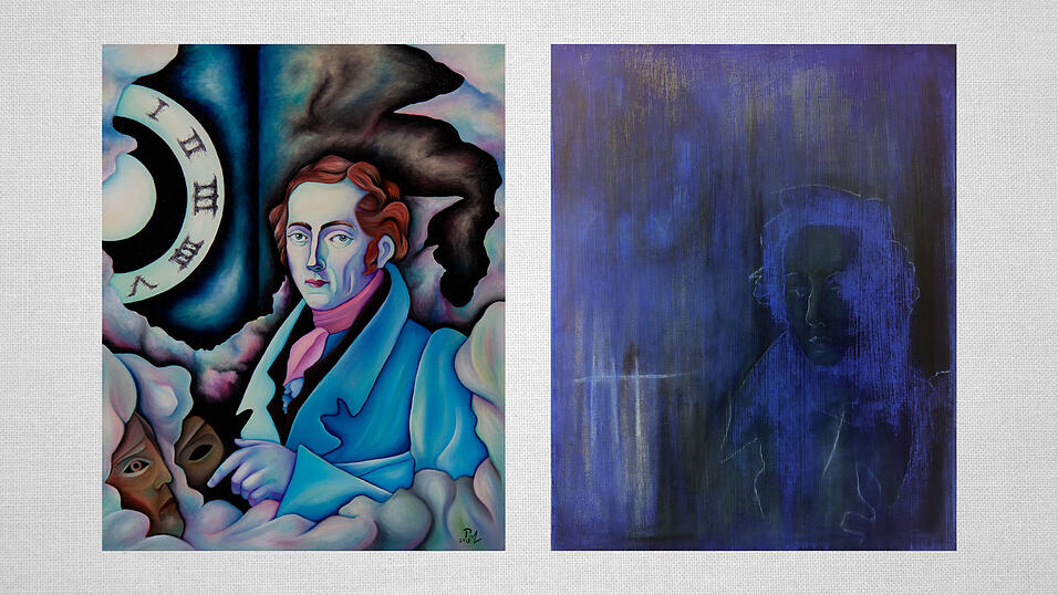 Joseph von Fraunhofer, zweimal gezeichnet von Pascal Koertel. Links im alten Stil, rechts im neuen Stil.