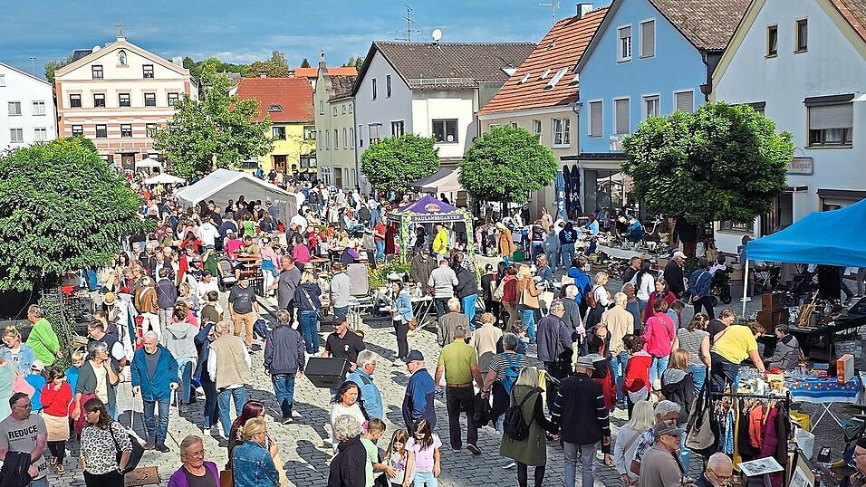Viele Besucher drängten sich am Flohmarkt-Sonntag bei zunächst trockenem Spätsommerwetter durch die Hofmark und die Schlossparkstraße. Viele Besucher drängten sich am Flohmarkt-Sonntag bei zunächst trockenem Spätsommerwetter durch die Hofmark und die Schlossparkstraße.