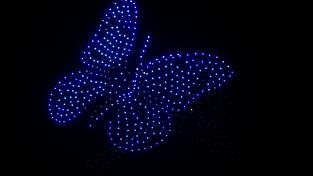 Am Himmel &uuml;ber M&uuml;nchen leuchtete zum Beispiel ein gro&szlig;er Schmetterling.