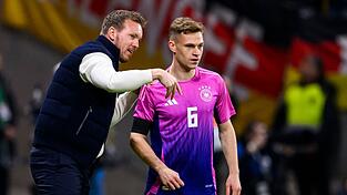 Der Bundestrsainer und sein Kapitän, Julian Nagelsmann (l) und Joshua Kimmich (r). (Archivbild) Der Bundestrsainer und sein Kapitän, Julian Nagelsmann (l) und Joshua Kimmich (r). (Archivbild)