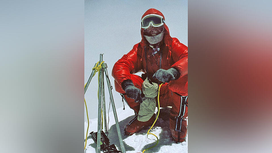 Messner 1978 auf dem Gipfel des Mount Everest