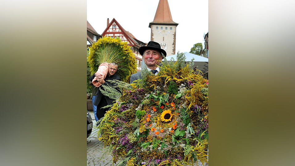 Jedes Jahr an Mariä Himmelfahrt wird im badischen Gengenbach der 'Kräuterbüscheltag' gefeiert. Riesige, aus gesammelten Kräutern selbstgebundene Sträuße werden am 15. August in die Kirche zur Weihe gebracht. (Foto: Rolf Haid, dpa) Jedes Jahr an Mariä Himmelfahrt wird im badischen Gengenbach der 'Kräuterbüscheltag' gefeiert. Riesige, aus gesammelten Kräutern selbstgebundene Sträuße werden am 15. August in die Kirche zur Weihe gebracht. (Foto: Rolf Haid, dpa)