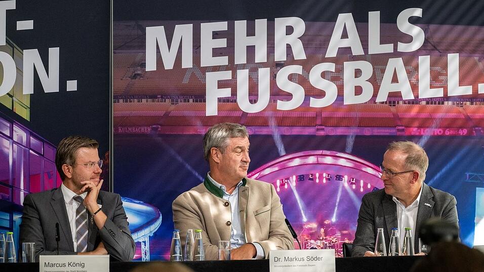 Ministerspräsident Söder (Mitte) kündigt die Übernahme der Hälfte der Kosten durch den Freistaat an. Ministerspräsident Söder (Mitte) kündigt die Übernahme der Hälfte der Kosten durch den Freistaat an.