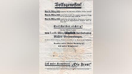 Ein Wahlplakat der NSDAP vom Anfang der 30er Jahre - hier zur Reichspräsidentenwahl 1932. Ein Wahlplakat der NSDAP vom Anfang der 30er Jahre - hier zur Reichspräsidentenwahl 1932.