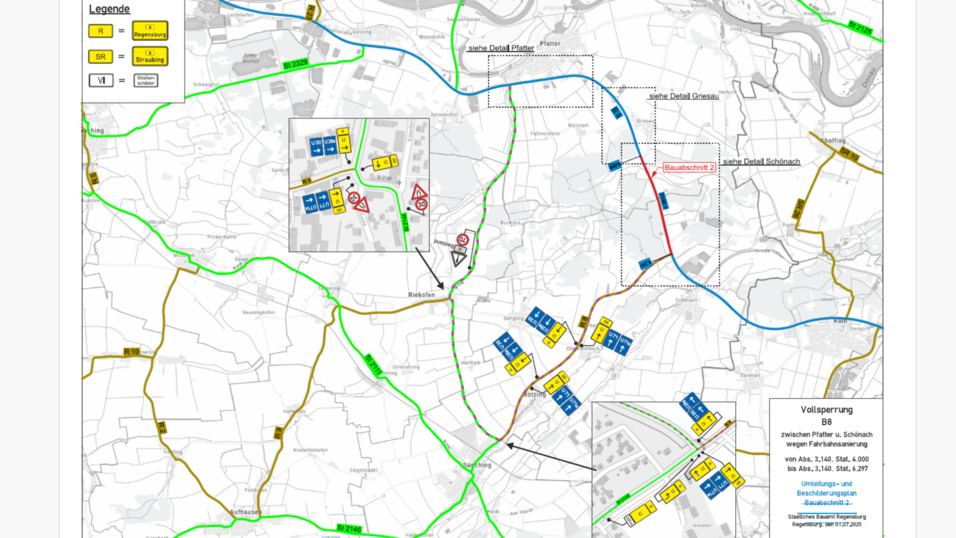 Der Umleitungs- und Beschilderungsplan.