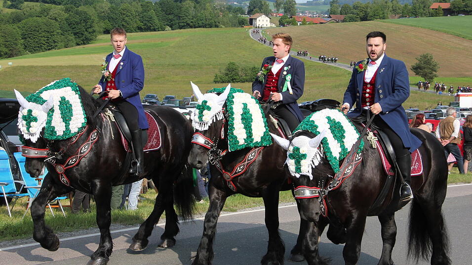 Die Pfingstreiter auf dem Weg nach Steinbühl. Die Pfingstreiter auf dem Weg nach Steinbühl.