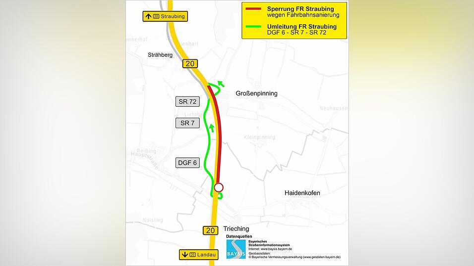 Der Umleitungsplan für die Sperrung Der Umleitungsplan für die Sperrung