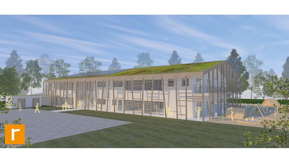 Diesen Entwurf des neuen Kindergartens haben die Planer des Büros Raith Architekten auf den Tisch gelegt. Eine knappe Mehrheit des Stadtrats entschied nun, das Gebäude in Massivbauweise zu erstellen. Diesen Entwurf des neuen Kindergartens haben die Planer des Büros Raith Architekten auf den Tisch gelegt. Eine knappe Mehrheit des Stadtrats entschied nun, das Gebäude in Massivbauweise zu erstellen.