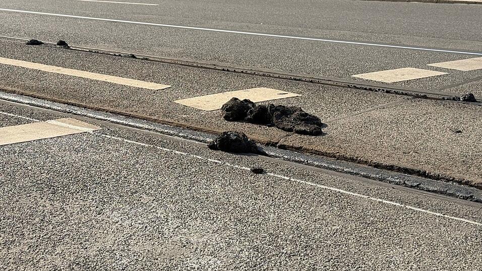Die Hitze hat den Stra&szlig;enbelag der VAG zufolge an manchen Stellen so weich werden lassen, dass die Stra&szlig;enbahnen nicht mehr sicher fahren k&ouml;nnen.