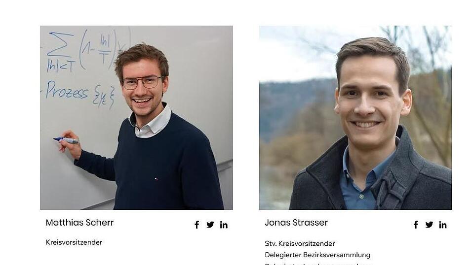 Auf der offiziellen Homepage der JU im Landkreis Cham wird Matthias Scherr noch als Kreisvorsitzender und Jonas Strasser als sein Stellvertreter geführt. Dabei fanden im April Neuwahlen statt, die Strasser als Kreischef zum Ergebnis hatten. Auf der offiziellen Homepage der JU im Landkreis Cham wird Matthias Scherr noch als Kreisvorsitzender und Jonas Strasser als sein Stellvertreter geführt. Dabei fanden im April Neuwahlen statt, die Strasser als Kreischef zum Ergebnis hatten.