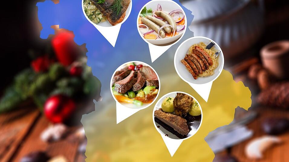 Karpfen, Bratw&uuml;rstl oder Braten? Von Region zu Region sieht der Weihnachtsabend in Bayern kulinarisch anders aus. Quer durch den Freistaat geht der 'Karpfen-&Auml;quator'.