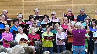 Bunt wie der Regenbogen und in stimmlicher Höchstform: Der Chor der Auer Liedertafel um Chorleiterin Maggie Mooser beim Benefizkonzert in der Hopfenlandhalle. Bunt wie der Regenbogen und in stimmlicher Höchstform: Der Chor der Auer Liedertafel um Chorleiterin Maggie Mooser beim Benefizkonzert in der Hopfenlandhalle.